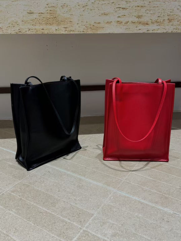 Red Leather Tote Bag Tall Leather Tote Bag Leather Shopper Bag Ladies - Annie Jewel