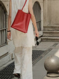 Red Leather Tote Bag Tall Leather Tote Bag Leather Shopper Bag Ladies - Annie Jewel