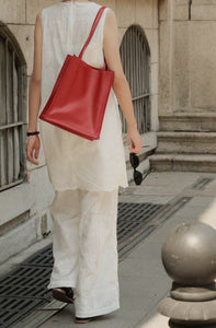 Red Leather Tote Bag Tall Leather Tote Bag Leather Shopper Bag Ladies - Annie Jewel