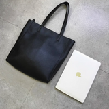 Zip Top Leather Tote Bags Simple Leather Tote Bag black Leather Laptop Tote For Women 