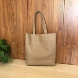 Silmple Leather Tote Vertical Leather Tote khaki Leather Tote Bag Womens