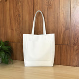 white Genuine Leather Tote Bag With Compartments Vertical Leather Tote Bag Womens 