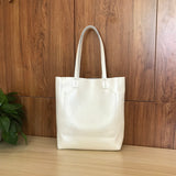 Silmple Leather Tote Vertical Leather Tote white Leather Tote Bag Womens