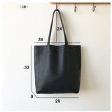 Soft Genuine Leather Tote Bag With Compartments Vertical Leather Tote Bag Womens 