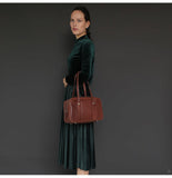 Western Small Duffle Handbag Leather Women Cowhide Leather Simple Underarm Bag 