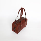 Western Small Duffle Handbag Leather Women Cowhide Leather Simple Underarm Bag 