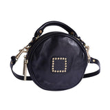 Western Studded Round Leather Handbag Black Round Purse - Annie Jewel