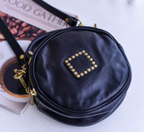 Western Studded Round Leather Handbag - Annie Jewel