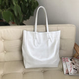 White Leather Tote Bag Cowhide Tote Leather The Tote Bag Soft Leather Ladies Purse 