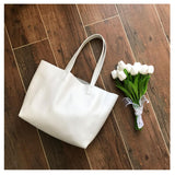 White Leather Tote Bag Vertical Leather Tote Bag Simple Leather Tote Bag Womens 