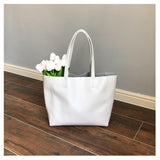 White Leather Tote Bag Vertical Leather Tote Bag Simple Leather Tote Bag Womens 