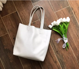 White Leather Tote Bag Vertical Leather Tote Bag Simple Leather Tote Bag Womens 