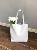 White Leather Tote Bag Vertical Leather Tote Bag Simple Leather Tote Bag Womens 