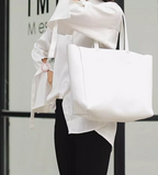 White Leather Tote Bag Vertical Leather Tote Bag Simple Leather Tote Bag Womens 