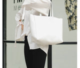 White Leather Tote Bag Cowhide Tote Leather The Tote Bag Soft Leather Ladies Purse 