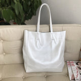 White Leather Tote Bag Vertical Leather Tote Bag Simple Leather Tote Bag Womens 