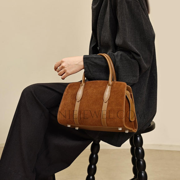 Suede Leather Bag Brown Leather Bags Women's Best Quality Leather Handbags 
