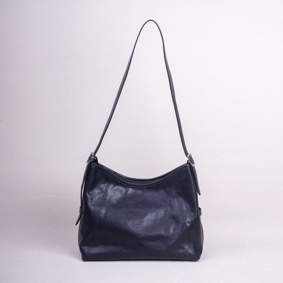 Women's Black Leather Hobo Purse With Zipper Black Leather Hobo Shoulder Bag