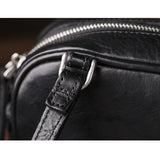 Women's Black Square Leather Camera Bag