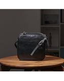 Women's Black Square Leather Camera Bag