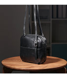 Women's Black Square Leather Camera Bag