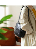 Women's Black Square Leather Camera Bag