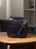 Women's Black Square Leather Camera Bag