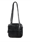 Women's Black Square Leather Camera Bag