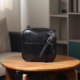 Women's Black Square Leather Camera Bag