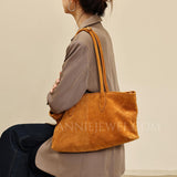 Women's Brown Suede Tote Bag Purses Suede Leather Tote Bag Tote Suede Bag 