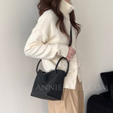 Women's Crossbody Bucket Bag Black Leather Small Leather Bucket Bag Crossbody - Annie Jewel