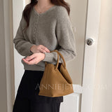 Small Bucket bag Crossbody Genuine Leather Bucket Bag Small Bucket Bag With Handle - Annie Jewel