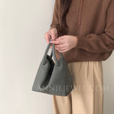 Women's Crossbody Bucket Bag gray Leather Small Leather Bucket Bag Crossbody - Annie Jewel