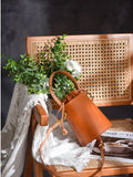 Women's Drawstring Leather Bucket Bag Small Leather Bucket Bag Drawstring 