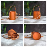 Women's Drawstring Leather Bucket Bag Small Leather Bucket Bag Drawstring 