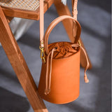 Women's Drawstring Leather Bucket Bag Small Leather Bucket Bag Drawstring 