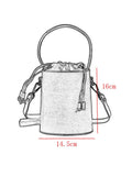 Women's Drawstring Leather Bucket Bag Small Leather Bucket Bag Drawstring 