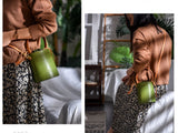 Women's Drawstring Leather Bucket Bag Small Leather Bucket Bag Drawstring 