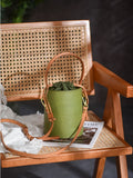 Women's Drawstring Leather Bucket Bag Small Leather Bucket Bag Drawstring 