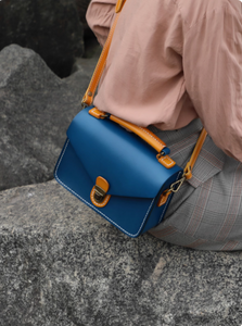 Small Leather Satchel Purse Women's blue Leather Satchel Crossbody Bag 