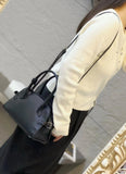 Women's Leather Bowling Bag Leather Black Bowling Bag Handbag 