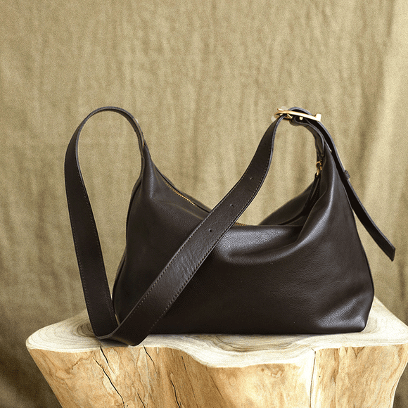 Dark Brown Leather Hobo Bag Medium Hobo Purse Genuine Leather Hobo Purses Womens 