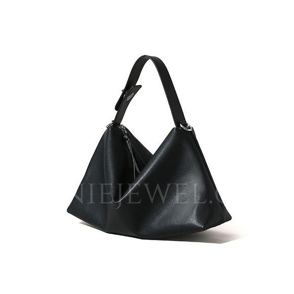 Women's Black Leather Hobo Purse With Zipper Black Leather Hobo Shoulder Bag