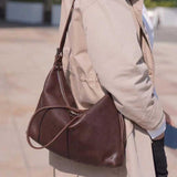 Women's brown Leather Hobo brown Hobo Shoulder Bag Zip Hobo Bag 