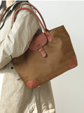 Women's Nylon And Leather Tote Bag brown Satchel For Laptop Shopper Tote Bag Leather 