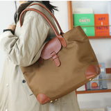 Lightweight Leather Tote Bag Women's Nylon And Leather Tote Bag With zipper