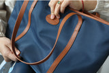 Lightweight Leather Tote Bag Women's Nylon And Leather Tote Bag With zipper 