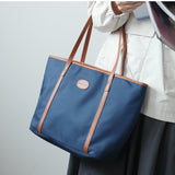 Women's Nylon And Leather Tote Bag Light Blue Leather Purse Light Leather Tote 