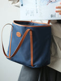 Women's Nylon And Leather Tote Bag Light Blue Leather Purse Light Leather Tote 