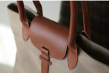 Women's Nylon And Leather Tote Bag brown Satchel For Laptop Shopper Tote Bag Leather 